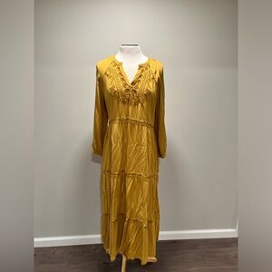 Old Navy Mustard Boho Maxi Dress Size Medium